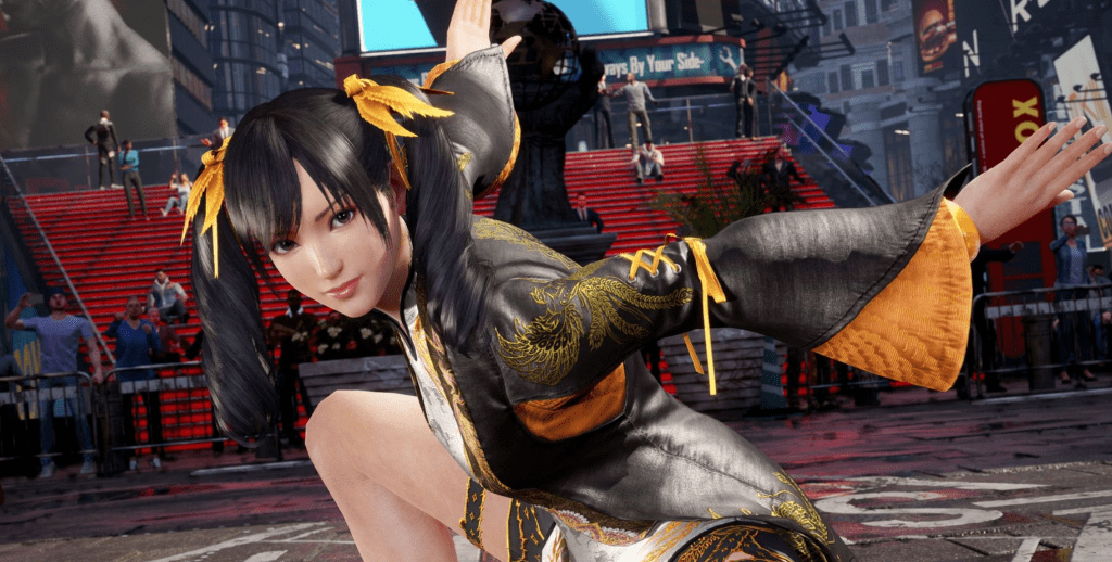 Ling Xiaoyu preparando su postura