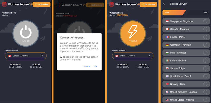 Woman Secure VPN ဖန်သားပြင်ဓာတ်ပုံ 2