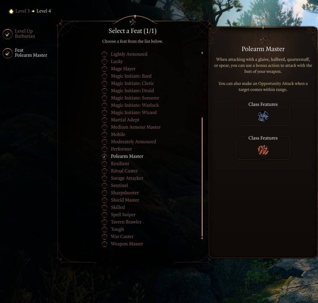 Polearm Master Feat ใน Baldur's Gate 3