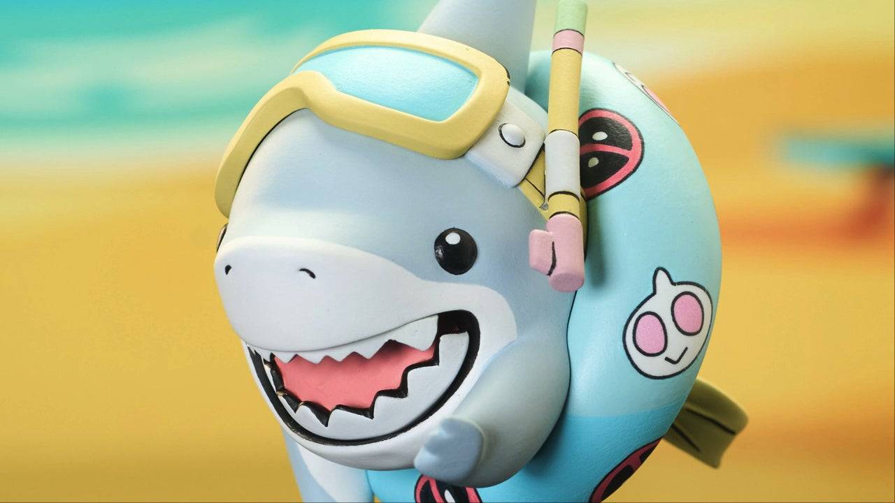 鑽石選擇玩具揭開可愛的傑夫土地鯊魚雕像