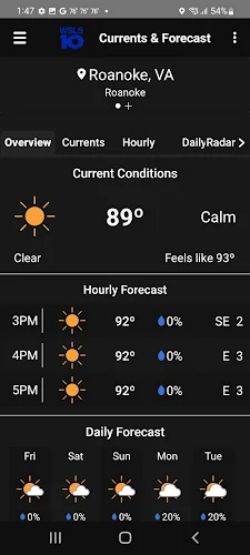 WSLS 10 Roanoke Weather Schermafbeelding 1