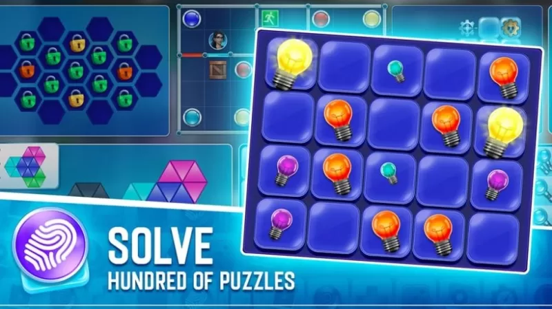 A screenshot of a mix and match puzzle in Puzzletown Mysteries showing a simple mixture of lightbulbs being matched