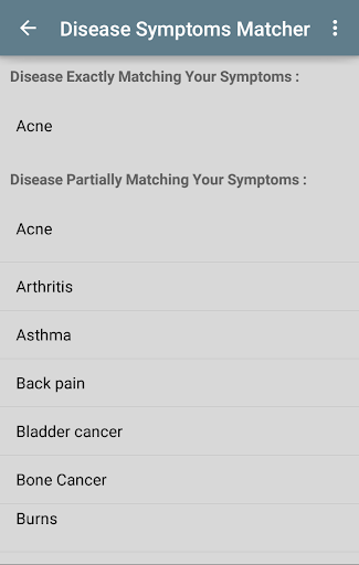 Disease Symptoms Matcher Capture d'écran 0