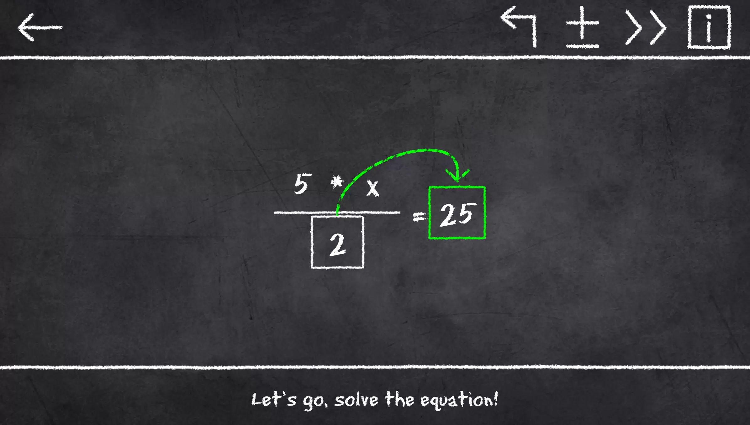 Schermata x=1: Learn to solve equations 3