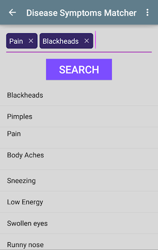 Disease Symptoms Matcher Capture d'écran 1