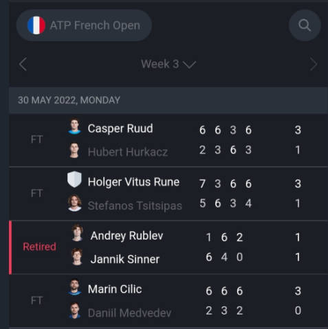 ATP live scores : Tennis live Captura de tela 2