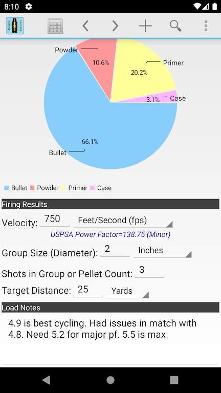 Reloading Calculator - Ammo Ảnh chụp màn hình 2