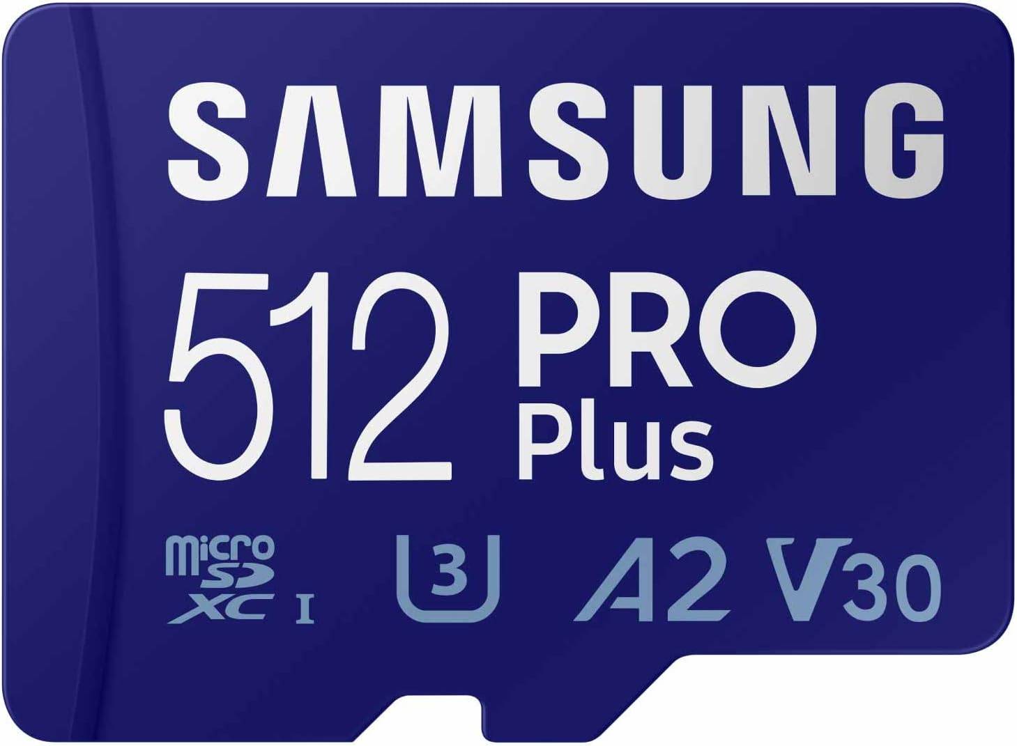 Samsung Pro Plus MicroSD Memory Card + Adapter, 512GB