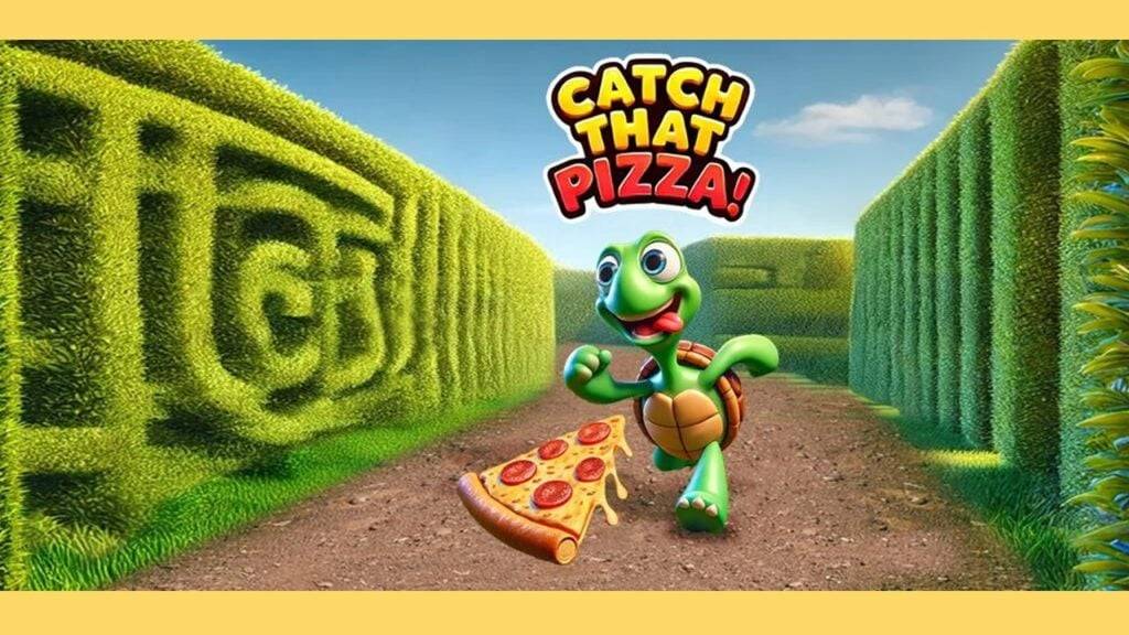 Habol ang isang pizza na teleports sa Catch na pizza maze game