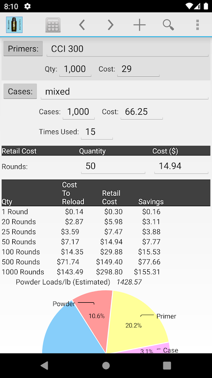 Reloading Calculator - Ammo Screenshot 1