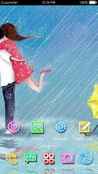 Cartoon Couple Sweet Theme HD Скриншот 1