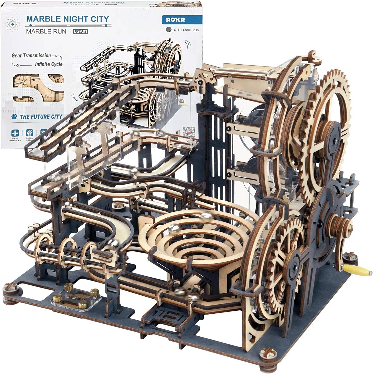 ROKR 3D in legno enigmi di marmo Run Model Building Kit