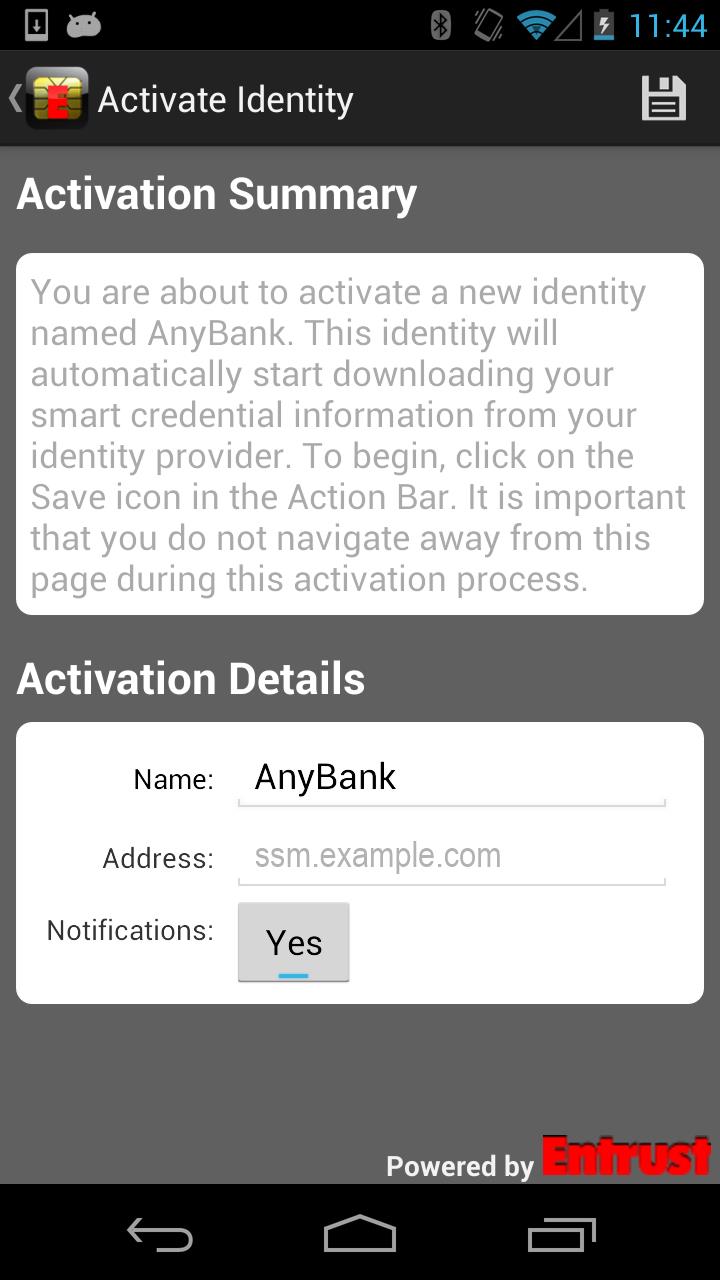 Entrust IG Mobile Smart Cred Скриншот 3