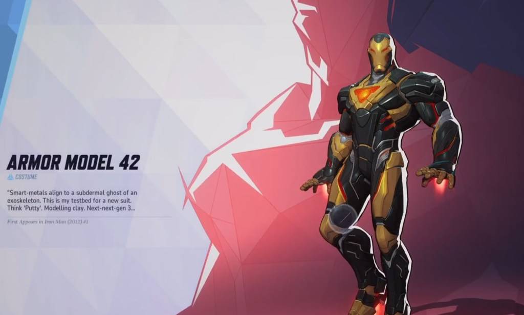 Iron Man in his Armor Model 42 skin as part of an article about free Marvel Rivals skins.