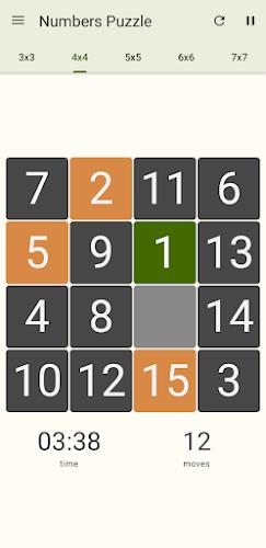 15 Number puzzle sliding game Screenshot 0