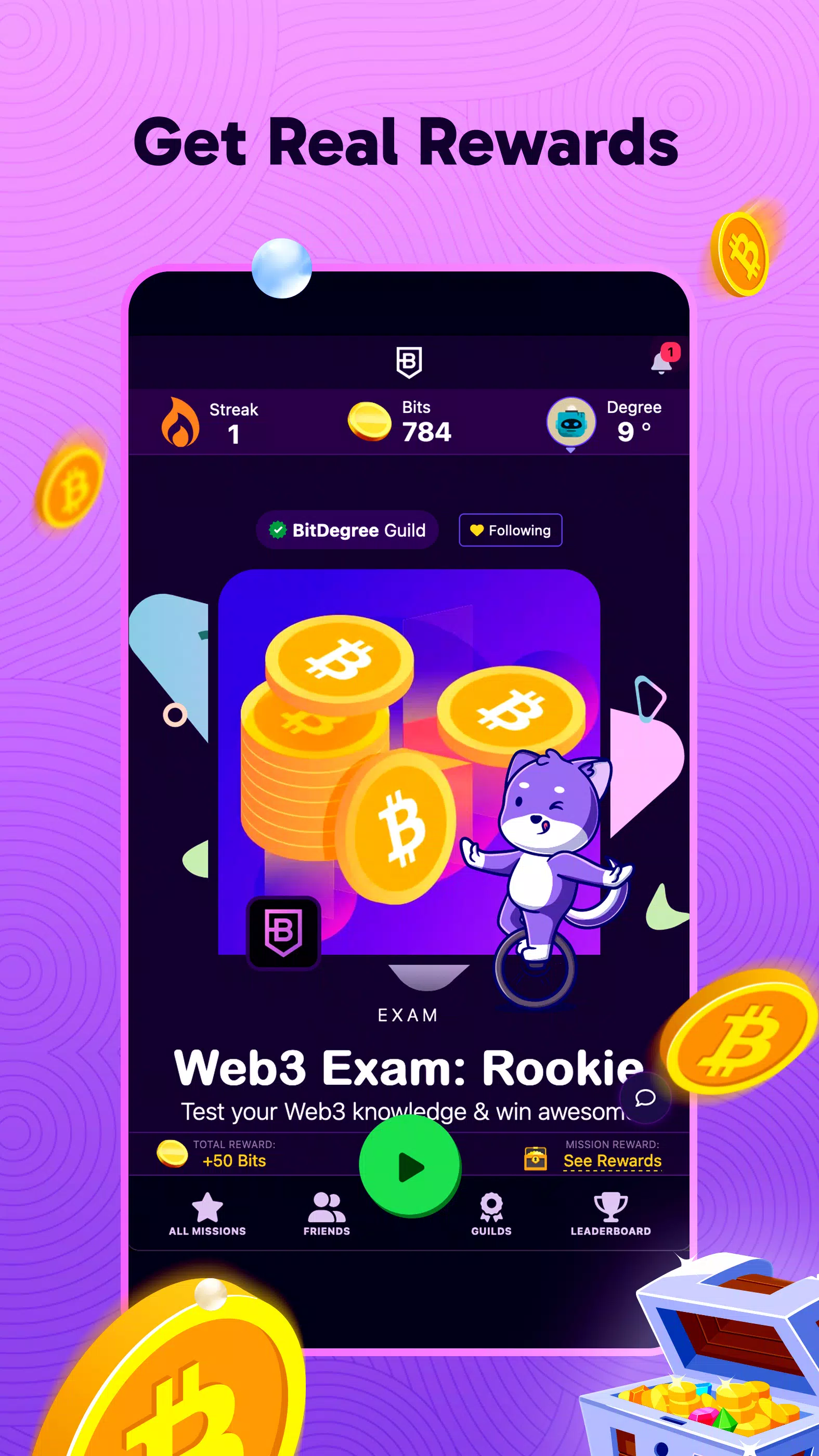 BitDegree: Play & Earn Crypto ภาพหน้าจอ 0