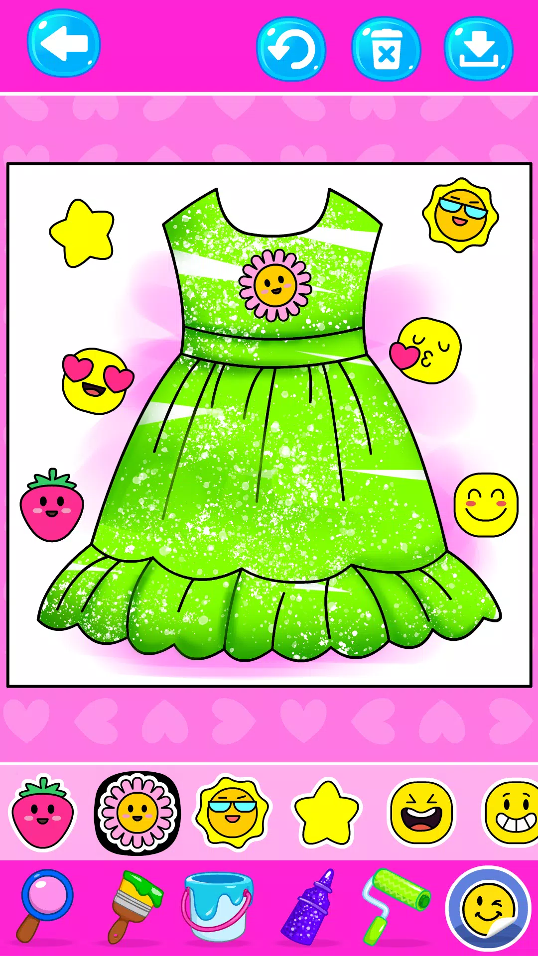 Girls Glitter Dress Coloring スクリーンショット 3