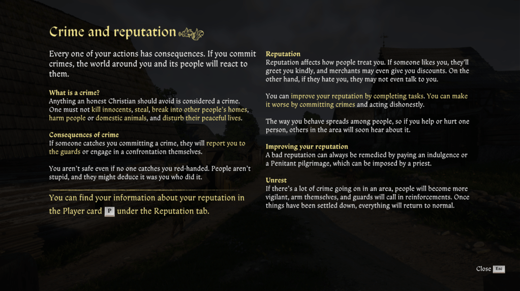 Crime and punishment system mechanics