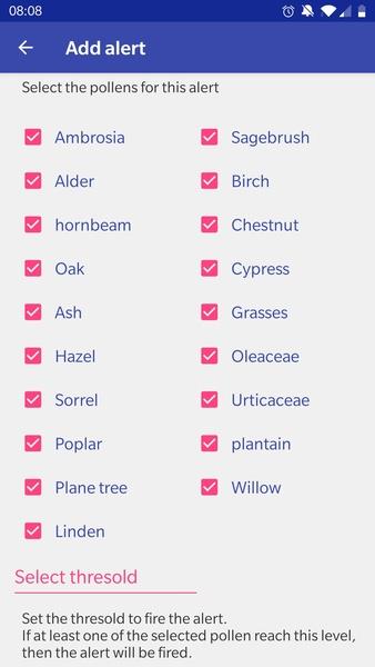 Alert Pollen Captura de pantalla 2