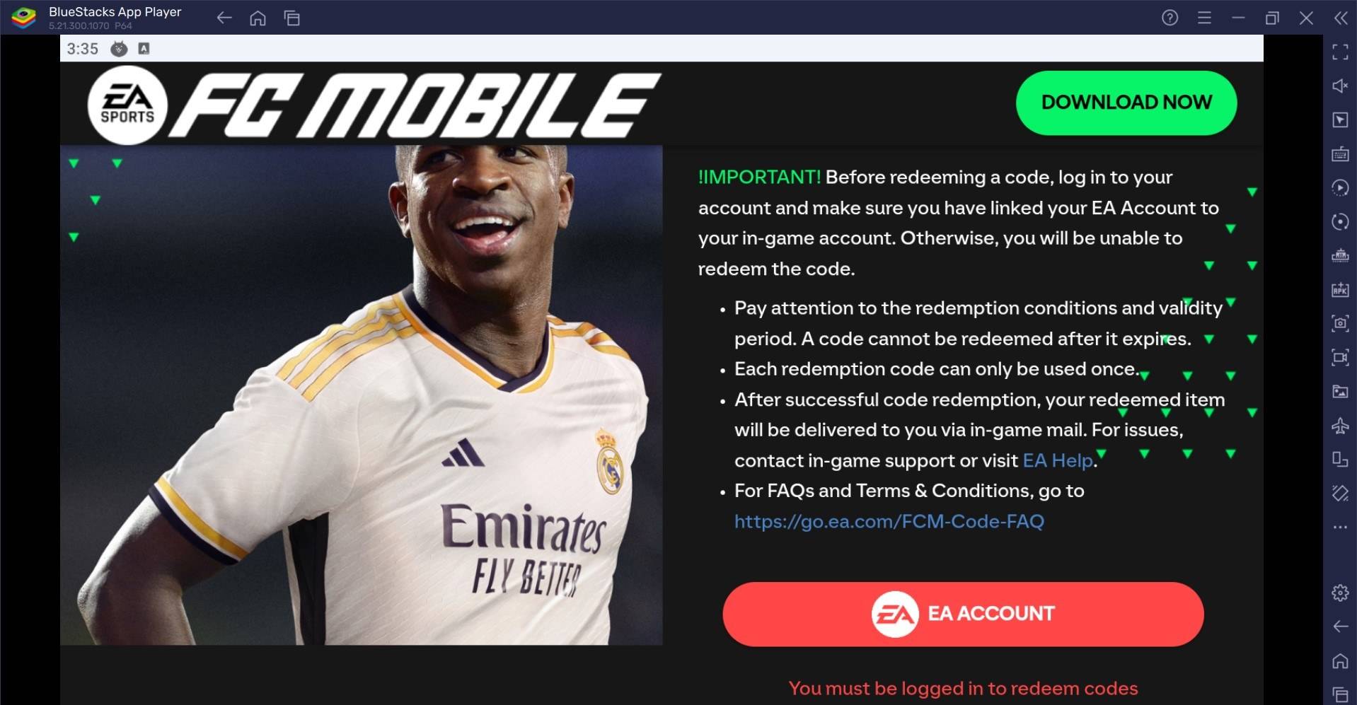 EA SPORTS FC™ Mobile Soccer - Redeem Code Process