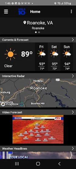 WSLS 10 Roanoke Weather Schermafbeelding 0