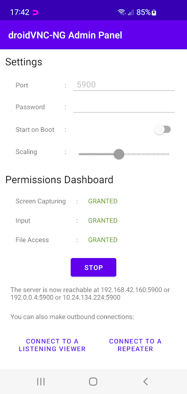 droidVNC-NG VNC Server ภาพหน้าจอ 0