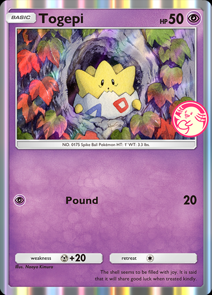 Pokémon TCG cebinde Chansey Pick Icon ile Togepi Promosyon Kartı