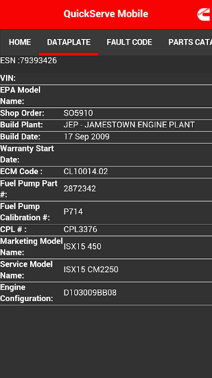 Cummins QuickServe Mobile Captura de tela 2