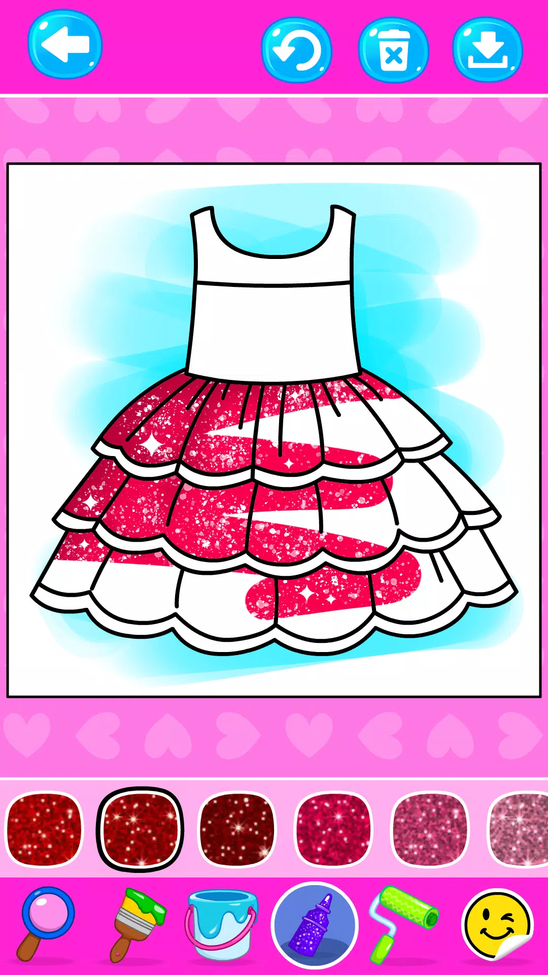 Girls Glitter Dress Coloring スクリーンショット 1