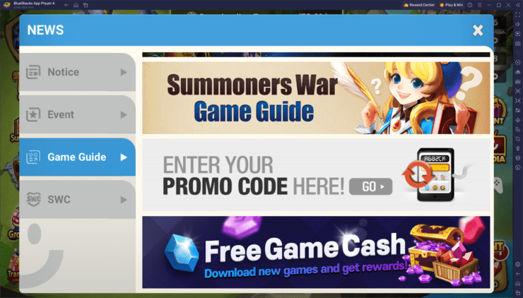 Redeeming Summoners War Codes