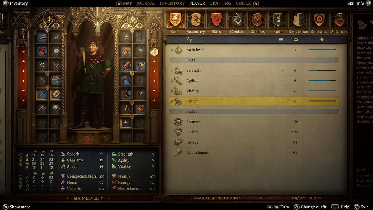 Image:  *Kingdom Come: Deliverance 2* perk selection screen