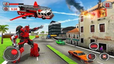 fire truck flying robot rescue スクリーンショット 2