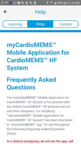 Schermata myCardioMEMS™ 1