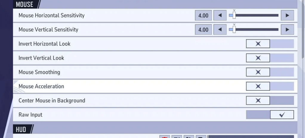 Marvel Rivals settings menu showing Raw Input selection