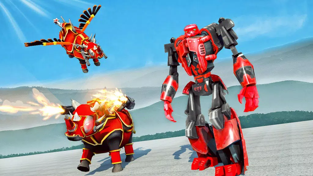 Flying Rhino Robot Transform: Robot War Games Скриншот 3